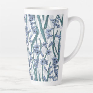 Blauwe Hyacint bloemen op wit Latte Mok