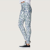 Blauwe Hyacint bloemen op wit Leggings (Links)