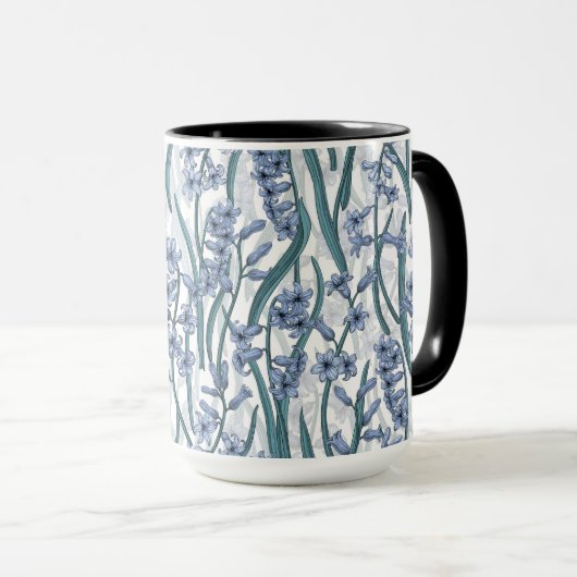 Blauwe Hyacint bloemen op wit Mok (Voorkant rechts)