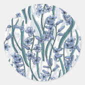 Blauwe Hyacint bloemen op wit Ronde Sticker (Voorkant)