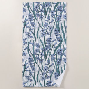 Blauwe Hyacint bloemen op wit Strandlaken