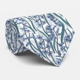 Blauwe Hyacint bloemen op wit Stropdas
