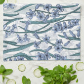 Blauwe Hyacint bloemen op wit Theedoek (Gevouwen)