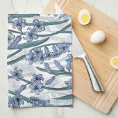 Blauwe Hyacint bloemen op wit Theedoek (Quarter Fold)