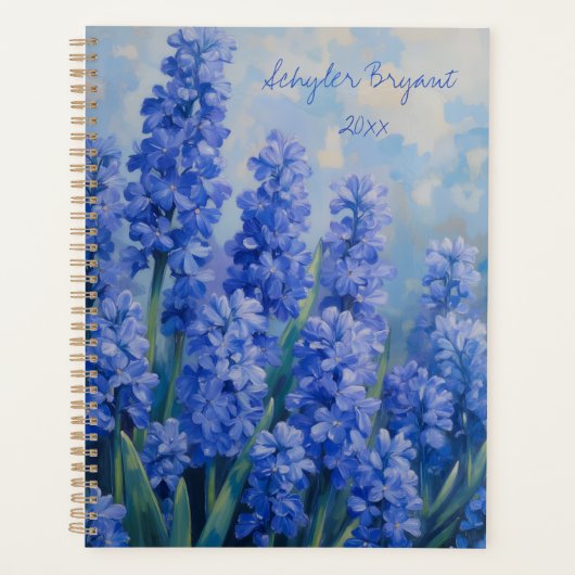 Blauwe Hyacinten Bloemenspiraalgebonden Botanisch Planner (Voorkant)