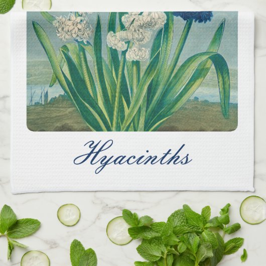 Blauwe hyacinten  botanische kunst theedoek (Gevouwen)