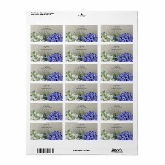Blauwe hyacinth met witte bloemen etiket (Full Sheet)