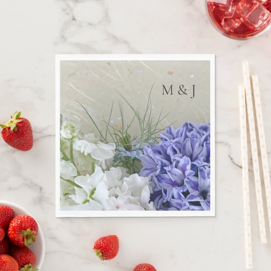 Blauwe hyacinth met witte bloemen servet (Insitu)