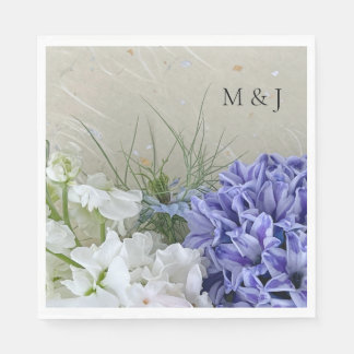 Blauwe hyacinth met witte bloemen servet