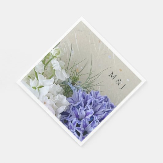 Blauwe hyacinth met witte bloemen servet (Hoek)
