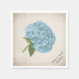 Blauwe Hydrangea aangepaste bruiloft servetten