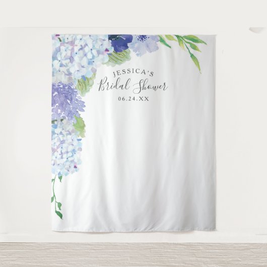 Blauwe Hydrangea Achtergrond - Fotohokje Wandkleed (Voorkant)