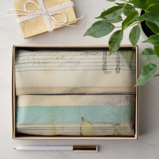 Blauwe hydrangea antiek manuscript ephemera tissuepapier (Geschenk)