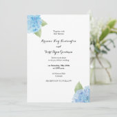 Blauwe Hydrangea Aquarel Bloemen Uitnodiging (Staand voorkant)