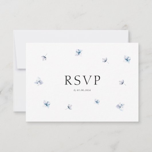 Blauwe Hydrangea Aquarel RSVP-kaart met Envelop RSVP Kaartje (Achterkant)