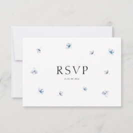 Blauwe Hydrangea Aquarel RSVP-kaart met Envelop RSVP Kaartje
