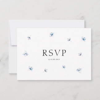 Blauwe Hydrangea Aquarel RSVP-kaart met Envelop RSVP Kaartje