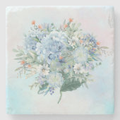 Blauwe Hydrangea Aquarel Vierkante Onderzetter (Voorkant)