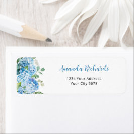 Blauwe Hydrangea Baby Shower Adres Etiket