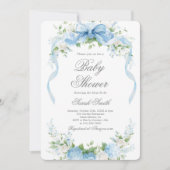 Blauwe Hydrangea Baby Shower Jongens Uitnodiging (Voorkant)