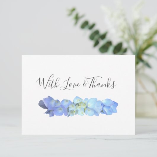 Blauwe Hydrangea Blank Bloemen Dank u Kaarten (Staand voorkant)
