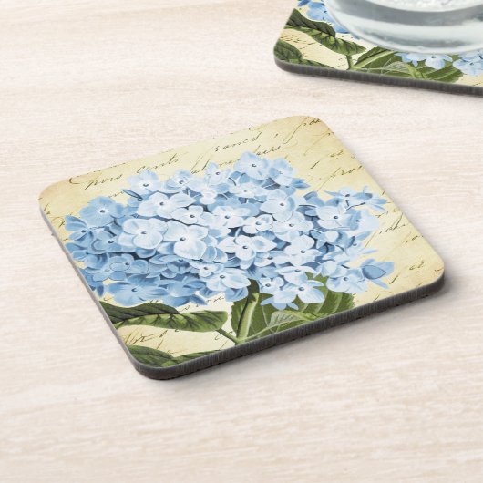 Blauwe hydrangea Bloem Botanisch Bier Onderzetter (Linkerzijde)
