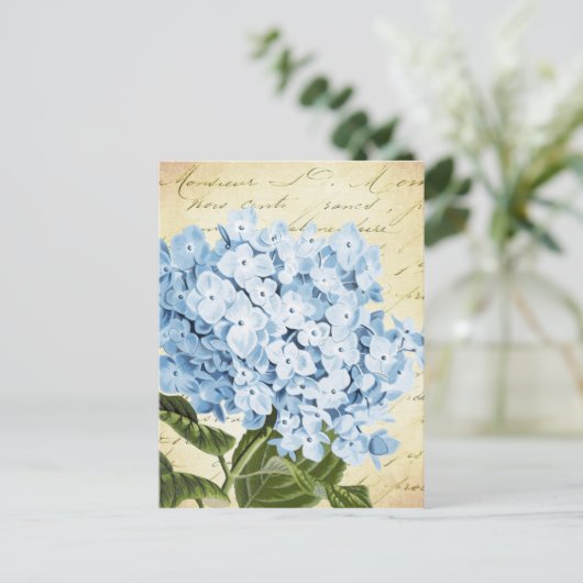 Blauwe hydrangea Bloem  Botanisch Briefkaart (Staand voorkant)