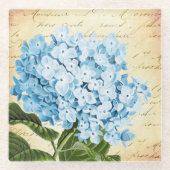 Blauwe hydrangea Bloem Botanisch Glazen Onderzetter (Voorkant)