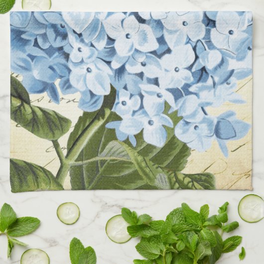 Blauwe hydrangea Bloem  Botanisch Theedoek (Gevouwen)