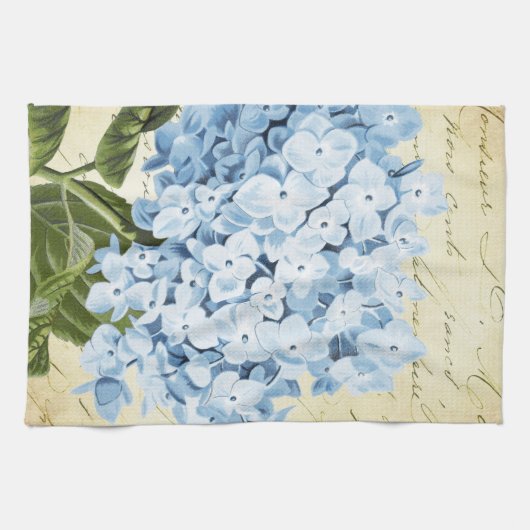 Blauwe hydrangea Bloem Botanisch Theedoek (Horizontaal)