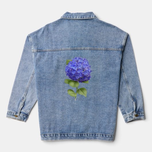 Blauwe Hydrangea Bloem Botanische Kunst Denim Jacket (Achterkant)