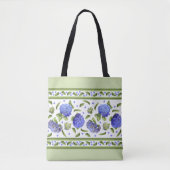 Blauwe Hydrangea Bloem Botanische Kunst Ontwerp Tote Bag (Voorkant)