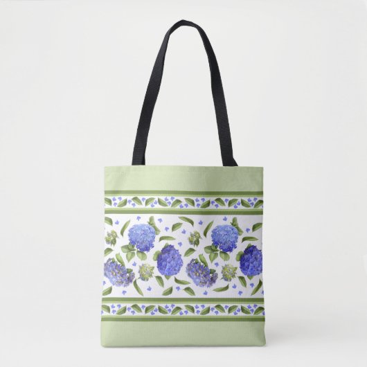 Blauwe Hydrangea Bloem Botanische Kunst Ontwerp Tote Bag (Voorkant)