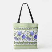Blauwe Hydrangea Bloem Botanische Kunst Ontwerp Tote Bag (Achterkant)