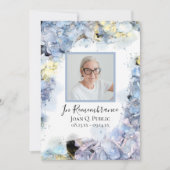 Blauwe hydrangea Bloem Waterverf Dood Jubileum Kaart (Voorkant)