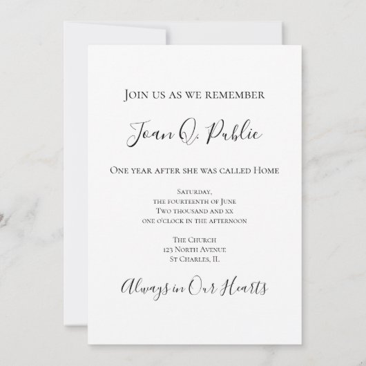 Blauwe hydrangea Bloem Waterverf Dood Jubileum Kaart (Achterkant)