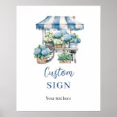 Blauwe Hydrangea Bloem Winkel Aangepast Feest Bord Poster (Voorkant)