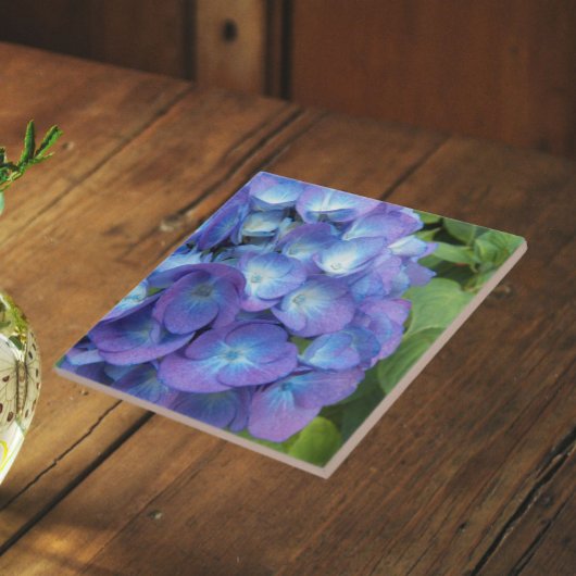 Blauwe Hydrangea Bloemblaadjes Bloemstuk Tegeltje