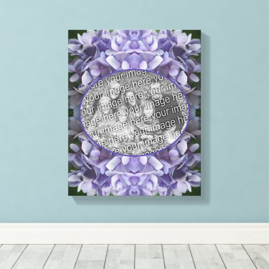 Blauwe Hydrangea Bloemblaadjes Creëer Je Eigen Fot Canvas Afdruk (Insitu (Houten vloer))