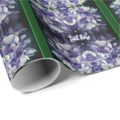 Blauwe Hydrangea bloemblaadjes gepersonaliseerd Cadeaupapier (Rol Hoek)