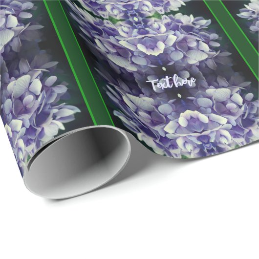 Blauwe Hydrangea bloemblaadjes gepersonaliseerd Cadeaupapier (Rol Hoek)