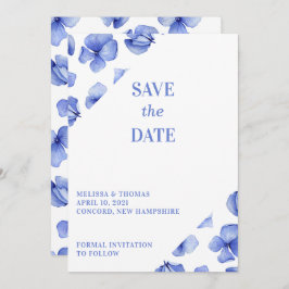 Blauwe Hydrangea bloemblaadjes niet-foto Save The Date