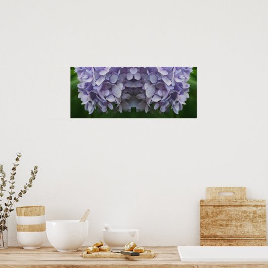 Blauwe Hydrangea bloemblaadjes Spiegel Abstract Poster (Keuken)