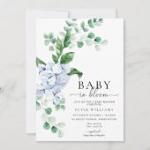 Blauwe Hydrangea Bloemen Baby in Bloem Douche Kaart (Voorkant)