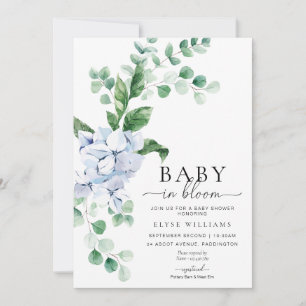 Blauwe Hydrangea Bloemen Baby in Bloem Douche Kaart