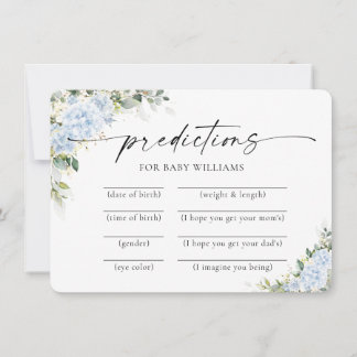 Blauwe Hydrangea Bloemen Baby Shower Voorspellinge Kaart