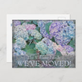  Blauwe Hydrangea Bloemen Bewegende Aankondiging Briefkaart (Voorkant / Achterkant)