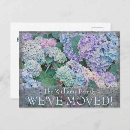  Blauwe Hydrangea Bloemen Bewegende Aankondiging Briefkaart (Voorkant / Achterkant)