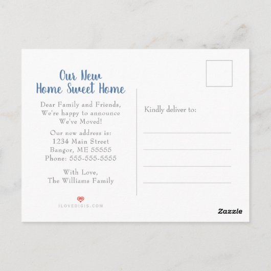  Blauwe Hydrangea Bloemen Bewegende Aankondiging Briefkaart (Achterkant)