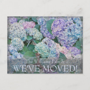 Blauwe Hydrangea Bloemen Bewegende Aankondiging Briefkaart